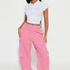Fashion Nova Pants Up To Something Wide Leg Cargo Pant 33 - Pink