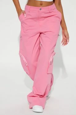 Fashion Nova Pants Up To Something Wide Leg Cargo Pant 33 - Pink