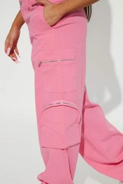 Fashion Nova Pants Up To Something Wide Leg Cargo Pant 33 - Pink