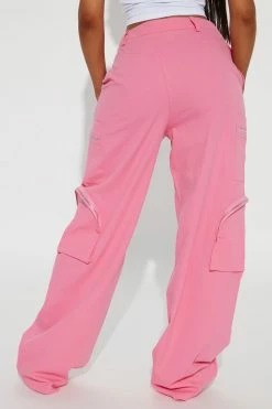Fashion Nova Pants Up To Something Wide Leg Cargo Pant 33 - Pink
