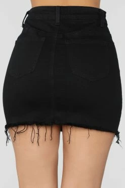 Fashion Nova Nadia Denim Zipper Skirt - Black Skirts & Skorts