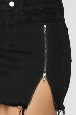 Fashion Nova Nadia Denim Zipper Skirt - Black Skirts & Skorts