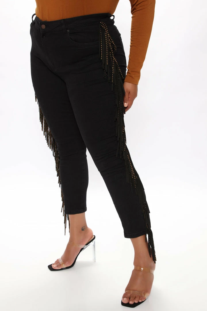 Fashion Nova Western Babe Denim Pant - Black