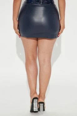 Fashion Nova Own The Night Faux Leather Mini Skirt - Navy Skirts & Skorts