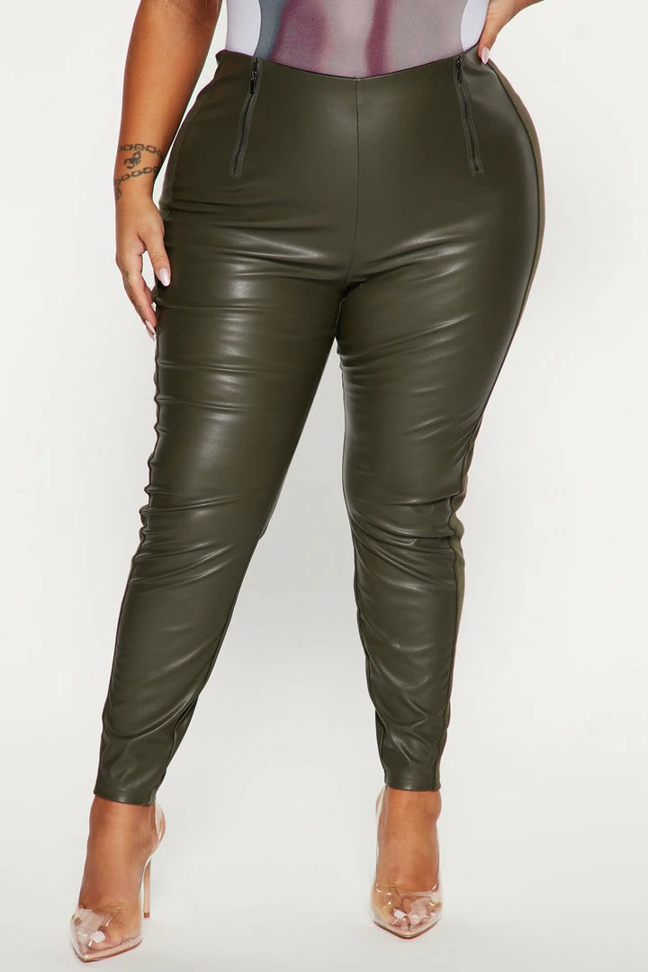 Flash Sale π Fashion Nova We Can Make It Work Faux Leather Legging - Olive π 7 Fashion Nova We Can Make It Work Faux Leather Legging - Olive