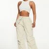 Fashion Nova Pants Bad Habits Slouchy Cargo Parachute Jogger - Taupe