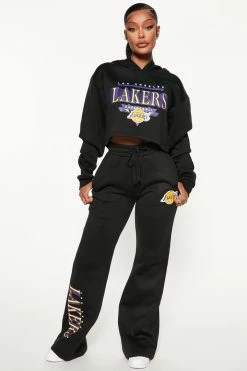 Fashion Nova Pants Lakers Wide Leg Logger - Black
