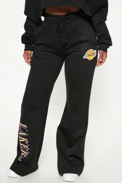 Fashion Nova Pants Lakers Wide Leg Logger - Black
