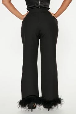 Fashion Nova Pants All The Attention Feather Trouser 30 - Black