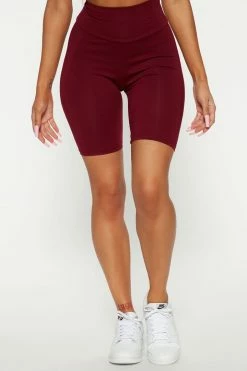 Fashion Nova Brooke Biker Shorts - Burgundy
