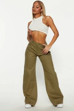 Fashion Nova No Competition Wide Leg Pant 33 - Olive