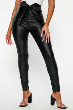 Fashion Nova Pants Knot Your Girl Faux Leather Pant - Black