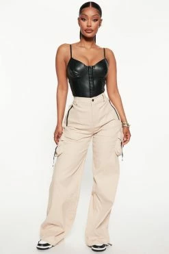 Fashion Nova Oh Baby Cargo Pant 33 - Taupe Pants