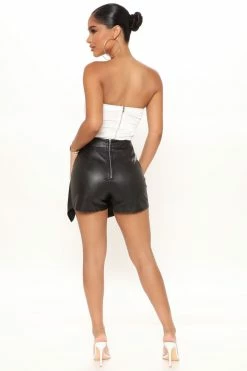 Fashion Nova Want You Around Faux Leather Skort - Black Skirts & Skorts
