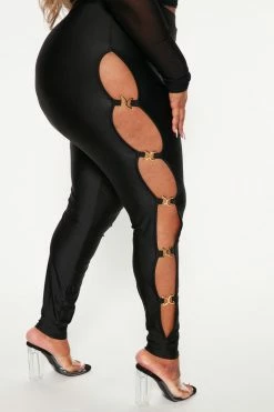Fashion Nova Attention Seeking Cut Out Legging - Black Leggings