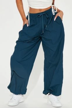 Fashion Nova Pants Up To You Oversized Parachute Jogger - Indigo