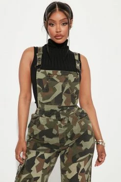 Fashion Nova Secret Mission Cargo Overalls 31 - Camouflage Pants