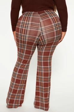 Fashion Nova Checkin' It Twice Flare Pant - Chocolate Pants