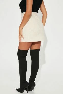 Fashion Nova Snuggled Up Sherpa Mini Skirt - Ivory Skirts & Skorts