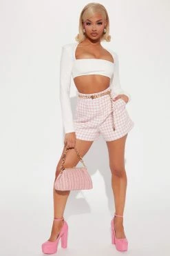 Fashion Nova Upper East Side Tweed Short - Pink