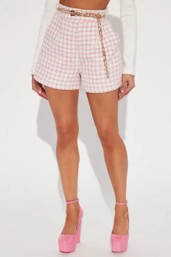 Fashion Nova Upper East Side Tweed Short - Pink