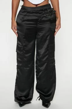 Fashion Nova Leave It To Me Satin Pants 31 - Black