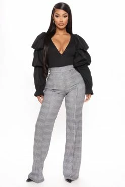 Fashion Nova Pants Victoria High Waisted Dress Pant Plaid - Black/White