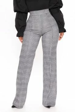 Fashion Nova Pants Victoria High Waisted Dress Pant Plaid - Black/White