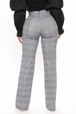 Fashion Nova Pants Victoria High Waisted Dress Pant Plaid - Black/White