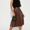 Fashion Nova Stating Facts Midi Skirt - Brown Skirts & Skorts
