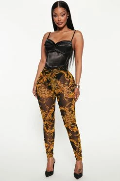 Fashion Nova Spare No Expense Mesh Legging - Black/combo