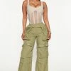 Fashion Nova Pants On Your Mind Wide Leg Parachute Jogger 29 - Olive