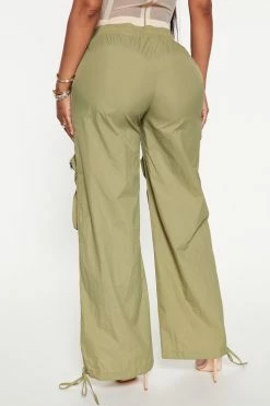 Fashion Nova Pants On Your Mind Wide Leg Parachute Jogger 29 - Olive