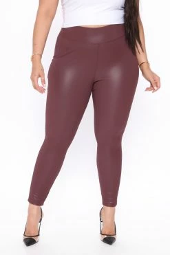 Fashion Nova Found The Right One Faux Leather Leggings - Wine