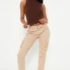 Fashion Nova Regina Cargo Joggers 26 - Tan