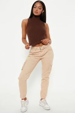 Fashion Nova Regina Cargo Joggers 26 - Tan
