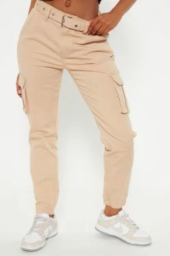Fashion Nova Regina Cargo Joggers 26 - Tan