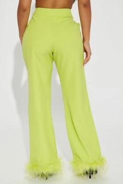 Fashion Nova Pants All The Attention Feather Trouser 30 - Lime