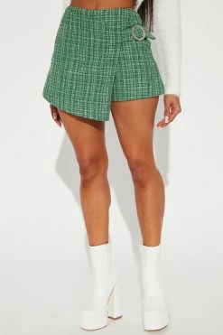 Fashion Nova Elite Socialite Tweed Skort - Green Skirts & Skorts