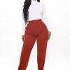 Fashion Nova Into The Office Trouser - Brick Red Pants