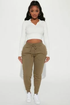 Fashion Nova Stole Your Boyfriend's Oversized Jogger - Olive Sweatpants