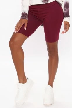 Fashion Nova Shorts My Favorite Biker Short - Burgundy