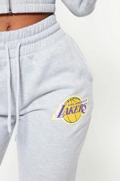 Fashion Nova Lakers Set Up Jogger - Heather Grey