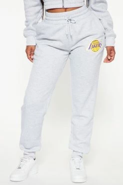 Fashion Nova Lakers Set Up Jogger - Heather Grey