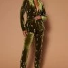 Fashion Nova Pants Chloe Embellished Velvet Pant - Chartreuse