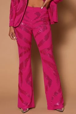 Fashion Nova Pants Gina Embellished Wide Leg Pant - Pink