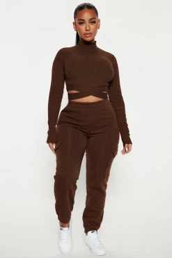 Fashion Nova Let's Relax Jogger Sweatpants - Chocolate
