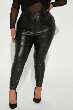 Fashion Nova Night Out PU Leather Pant - Black Pants