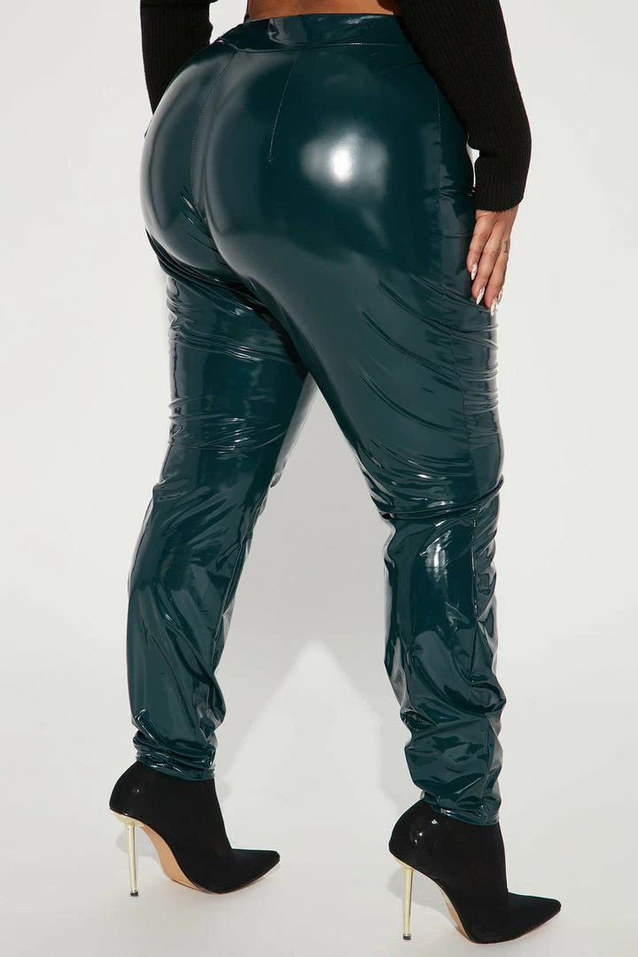 Fashion Nova Late Night Texts Vinyl Pants - Hunter