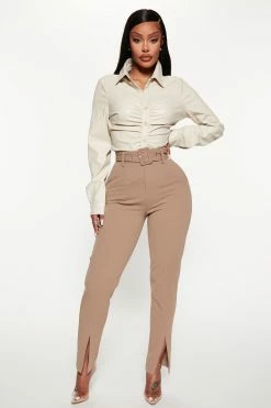 Fashion Nova Pants Lina Trouser Pant - Taupe